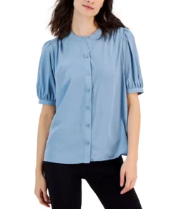 Alfani Women's Band-Collar Elbow-Sleeve Top, Created For Macy's 8 Alfani Women's Band-Collar Elbow-Sleeve Top, Created For Macy's -CeCe cloth-shop 23530195 fpx