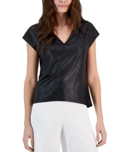 INC International Concepts Women's Snake-Print V-Neck Top, Created For Macy's