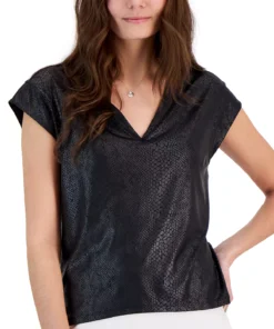 INC International Concepts Women's Snake-Print V-Neck Top, Created For Macy's 6 INC International Concepts Women's Snake-Print V-Neck Top, Created For Macy's -CeCe cloth-shop 23532466 fpx