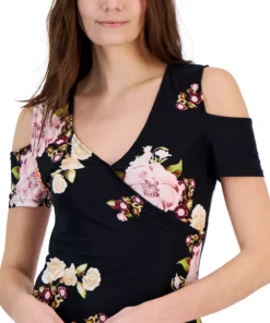 INC International Concepts Women's Cold-Shoulder V-Neck Top, Created For Macy's -CeCe cloth-shop 23532683 fpx