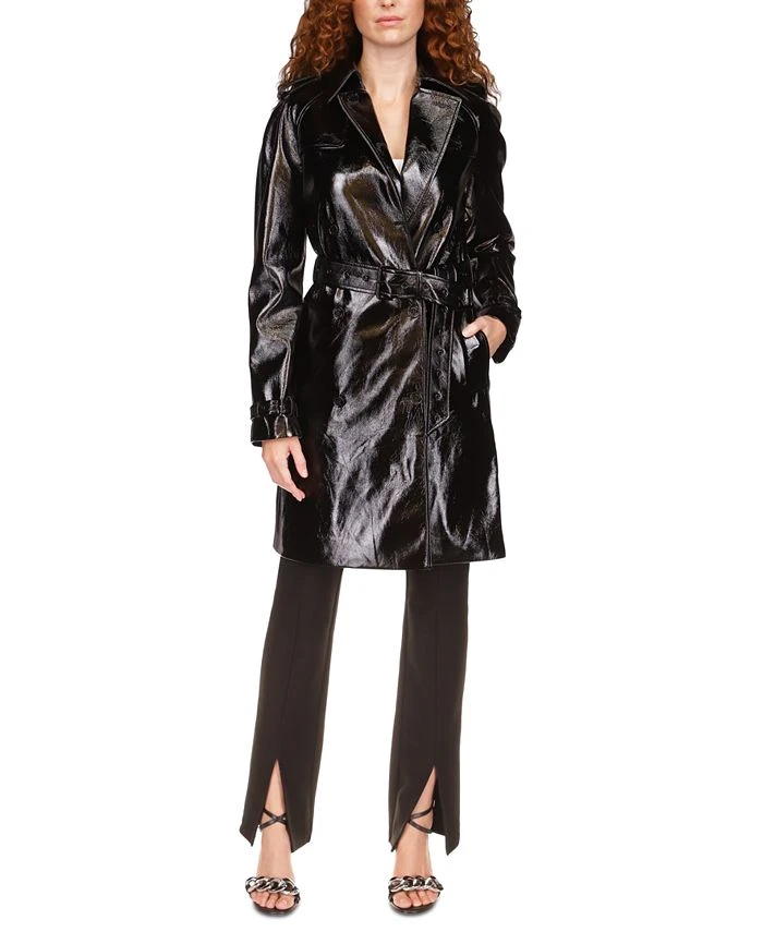 Michael Kors Women's Faux-Leather Trench Coat 1 Michael Kors Women's Faux-Leather Trench Coat