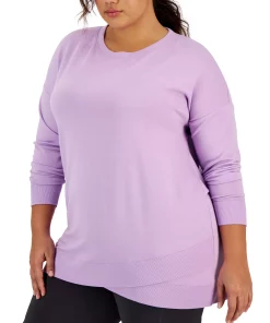 ID Ideology Plus Size Crossover-Hem Ribbed-Edge Top, Created For Macy's -CeCe cloth-shop 23534691 fpx