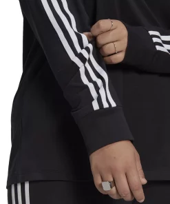 ADIDAS Plus Size 3-Stripes Crewneck Long-Sleeve Tee -CeCe cloth-shop 23534813 fpx