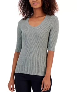 Alfani Women's Ribbed Elbow-Sleeve Sweater, Created For Macy's -CeCe cloth-shop 23541978 fpx