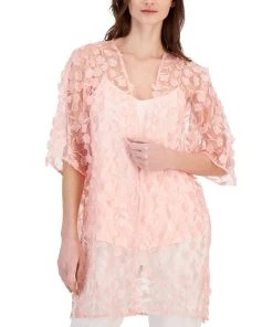 Anne Klein Women's 3D Floral Sheer Open-Front Jacket