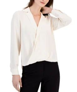 Anne Klein Women's Collared Surplice-Front Blouse