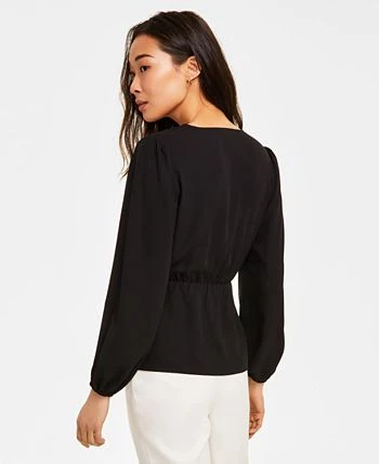 Anne Klein Women's Faux-Wrap Long-Sleeve Peplum Blouse 5 Anne Klein Women's Faux-Wrap Long-Sleeve Peplum Blouse - Image 5