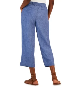 Charter Club Women's Linen Capri Tie-Waist Pants, Created For Macy's 12 Charter Club Women's Linen Capri Tie-Waist Pants, Created For Macy's -CeCe cloth-shop 23542456 fpx