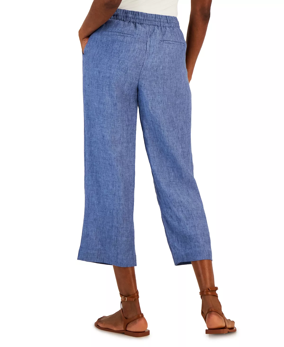 Charter Club Women's Linen Capri Tie-Waist Pants, Created For Macy's 4 Charter Club Women's Linen Capri Tie-Waist Pants, Created For Macy's - Image 4