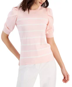 Anne Klein Women's Striped Puff-Sleeve Top -CeCe cloth-shop 23542483 fpx