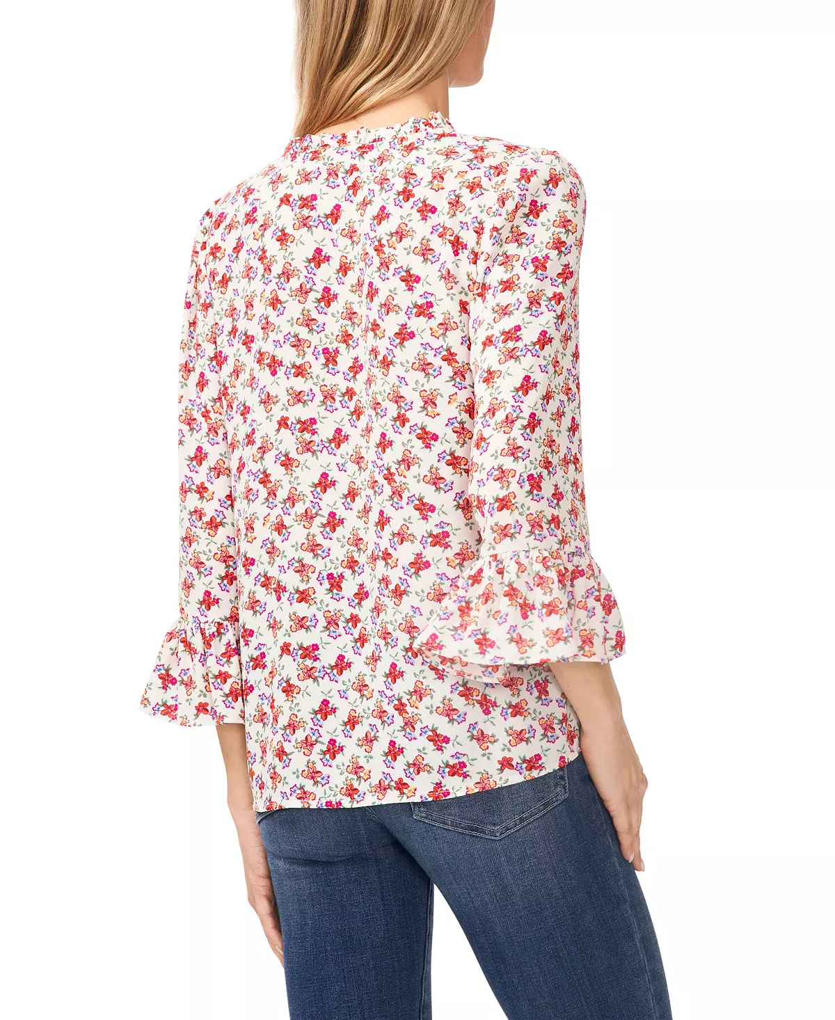 CeCe Women's Elbow Sleeve Ruffled V-neckline Blouse 2 CeCe Women's Elbow Sleeve Ruffled V-neckline Blouse - Image 2