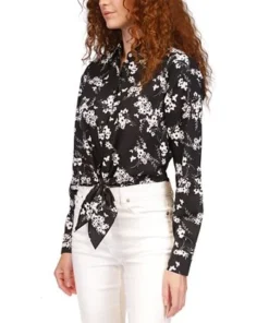 Michael Kors Women's Cotton Botanical Tie Shirt -CeCe cloth-shop 23547656 fpx