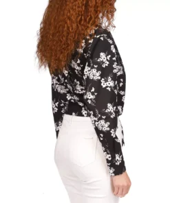 Michael Kors Women's Cotton Botanical Tie Shirt -CeCe cloth-shop 23547657 fpx