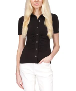Michael Kors Women's Button Ruched-Front Top