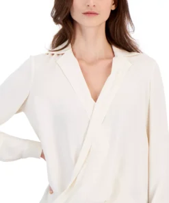 Anne Klein Women's Collared Surplice-Front Blouse -CeCe cloth-shop 23555608 fpx