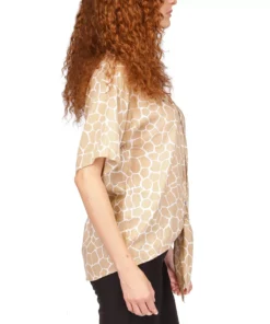 Michael Kors Women's Giraffe Grommet Tie Hem Top -CeCe cloth-shop 23556071 fpx