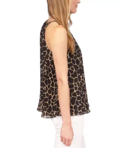 Michael Kors Women's Giraffe Pleated Chain Top -CeCe cloth-shop 23556076 fpx