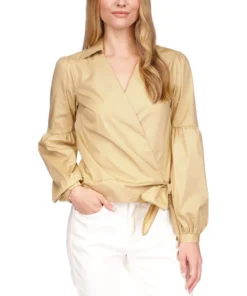 Michael Kors Women's Cotton Wrap Balloon-Sleeve Top