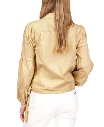 Michael Kors Women's Cotton Wrap Balloon-Sleeve Top 2 Michael Kors Women's Cotton Wrap Balloon-Sleeve Top - Image 2