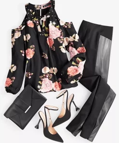 INC International Concepts Women's Mixed-Media High-Rise Pants, Created For Macy's -CeCe cloth-shop 23560440 fpx