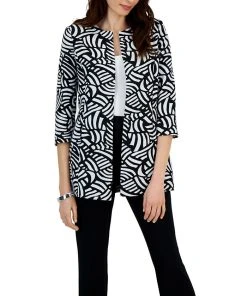 Kasper Jacquard Printed 3/4-Sleeve Topper Jacket