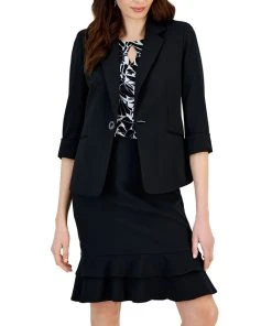 Kasper Single Button Rolled Sleeve Blazer