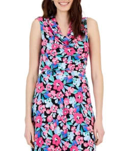 Kasper Women's Floral-Print Sleeveless Cowlneck Top