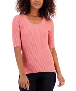 Alfani Women's Ribbed Elbow-Sleeve Sweater, Created For Macy's -CeCe cloth-shop 23567154 fpx