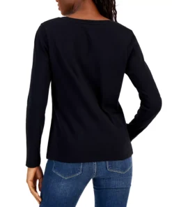 Charter Club Women's Cotton Long-Sleeve V-Neck T-Shirt, Created For Macy's -CeCe cloth-shop 23567726 fpx