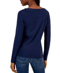 Charter Club Women's Cotton Long-Sleeve V-Neck T-Shirt, Created For Macy's -CeCe cloth-shop 23567727 fpx