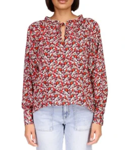 Sanctuary Women's Flower Power Long-Sleeve Tie-Neck Top