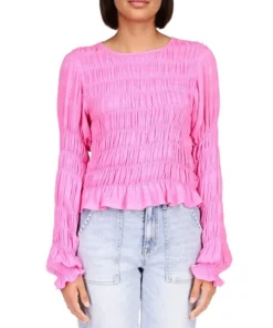 Sanctuary Women's Stay Together Long-Sleeve Crinkled Top