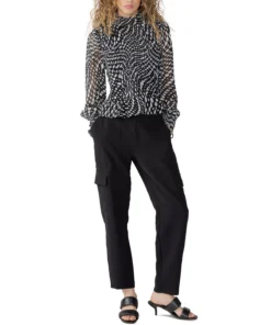 Sanctuary Women's Printed Smocked Mock-Neck Illusion Top -CeCe cloth-shop 23587138 fpx