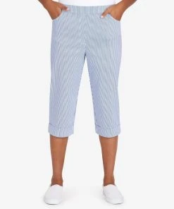 Alfred Dunner Women's Peace Of Mind Stripe Allure Clamdigger Pants