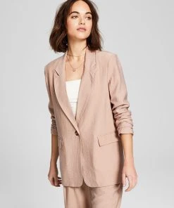 And Now This Women's One-Button Textured Oversized Blazer -CeCe cloth-shop 23595041 fpx