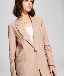 And Now This Women's One-Button Textured Oversized Blazer -CeCe cloth-shop 23595043 fpx