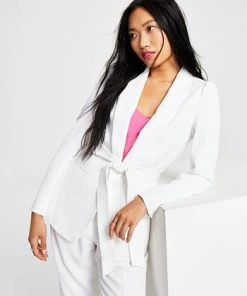 Bar III Women's Textured Belted Jacket, Created For Macy's -CeCe cloth-shop 23597540 fpx