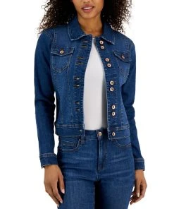Anne Klein Women's Denim Double-Button Trucker Jacket