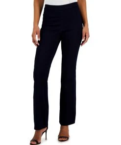 Anne Klein Women's Flared Leg Silhouette Pull-On Denim Pants