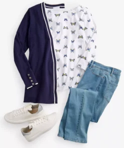 Charter Club Women's Butterfly-Print 3/4-Sleeve Top, Created For Macy's -CeCe cloth-shop 23601492 fpx