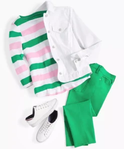 Charter Club Women's Striped Boat-Neck 3/4-Sleeve Top, Created For Macy's -CeCe cloth-shop 23601494 fpx