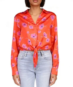 Sanctuary Women's Printed Lover Tie-Front Button-Front Shirt