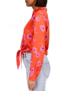 Sanctuary Women's Printed Lover Tie-Front Button-Front Shirt -CeCe cloth-shop 23601693 fpx