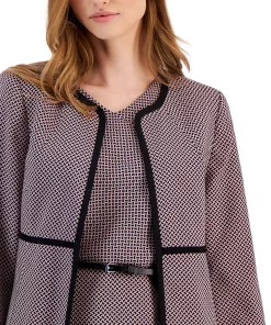 Kasper Women's Link-Print Jacquard Topper Jacket -CeCe cloth-shop 23602150 fpx