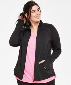 ID Ideology Women's Plus Essentials Performance Zip Jacket, Created For Macy's