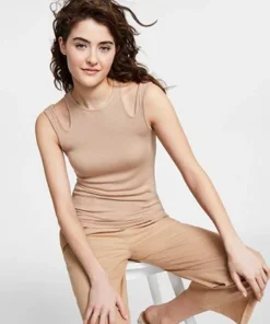 Bar III Women's Cutout Ribbed Tank Top, Created For Macy's -CeCe cloth-shop 23622270 fpx