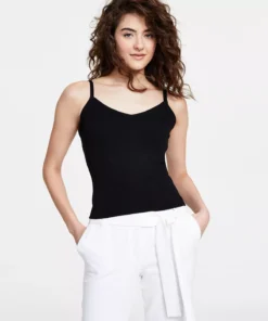 Bar III Women's Ribbed Sweater Camisole, Created For Macy's -CeCe cloth-shop 23622284 fpx