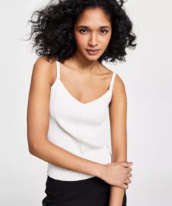 Bar III Women's Ribbed Sweater Camisole, Created For Macy's -CeCe cloth-shop 23622288 fpx