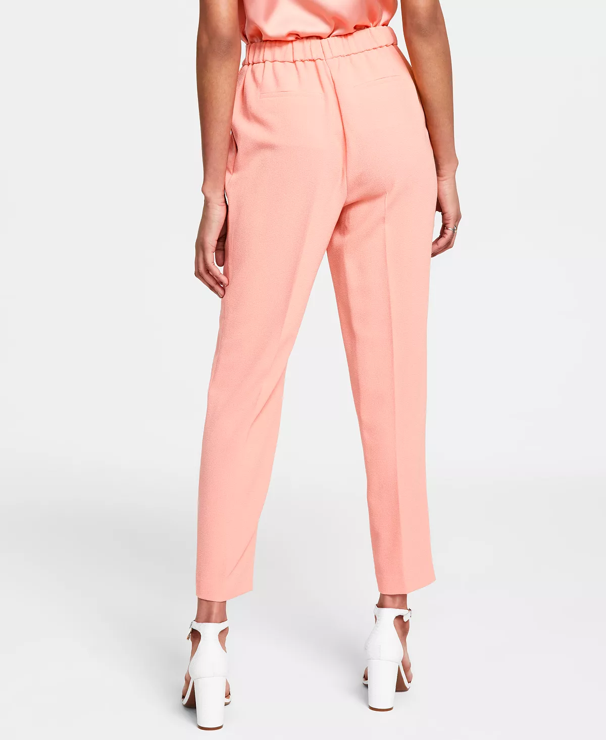 Bar III Women's Textured Crepe Pleated Pull-On Pants, Created For Macy's 6 Bar III Women's Textured Crepe Pleated Pull-On Pants, Created For Macy's - Image 6