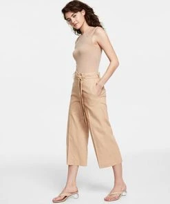 Bar III Women's Linen-Blend Tie-Waist Pants, Created For Macy's -CeCe cloth-shop 23622309 fpx